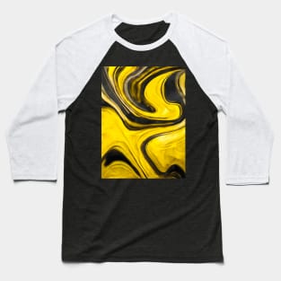 YELLOW AND BLACK LIQUID MARBLE DESIGN, PATTERN Baseball T-Shirt